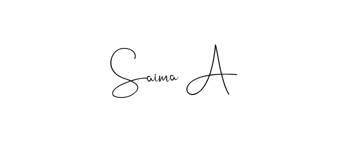 Create a beautiful signature design for name Saima A. With this signature (Andilay-7BmLP) fonts, you can make a handwritten signature for free. Saima A signature style 4 images and pictures png
