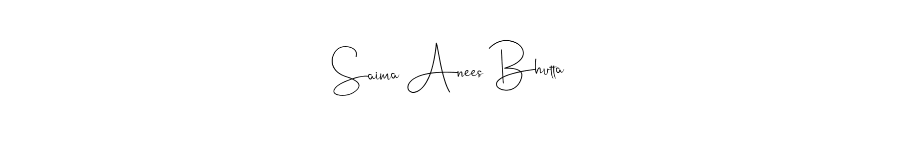 Use a signature maker to create a handwritten signature online. With this signature software, you can design (Andilay-7BmLP) your own signature for name Saima Anees Bhutta. Saima Anees Bhutta signature style 4 images and pictures png