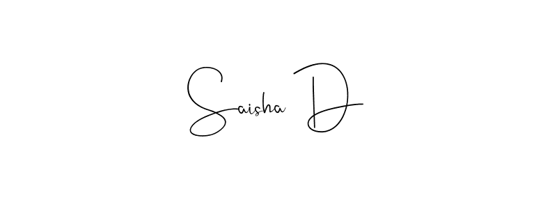 Also You can easily find your signature by using the search form. We will create Saisha D name handwritten signature images for you free of cost using Andilay-7BmLP sign style. Saisha D signature style 4 images and pictures png