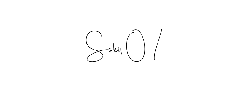 Design your own signature with our free online signature maker. With this signature software, you can create a handwritten (Andilay-7BmLP) signature for name Sakil 07. Sakil 07 signature style 4 images and pictures png