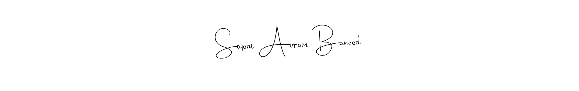 Also You can easily find your signature by using the search form. We will create Saloni Aurom Bansod name handwritten signature images for you free of cost using Andilay-7BmLP sign style. Saloni Aurom Bansod signature style 4 images and pictures png
