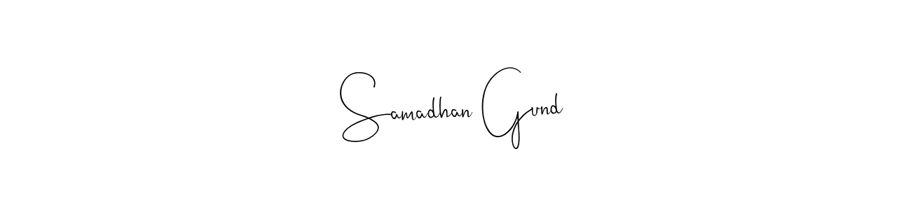 This is the best signature style for the Samadhan Gund name. Also you like these signature font (Andilay-7BmLP). Mix name signature. Samadhan Gund signature style 4 images and pictures png