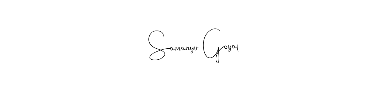 Andilay-7BmLP is a professional signature style that is perfect for those who want to add a touch of class to their signature. It is also a great choice for those who want to make their signature more unique. Get Samanyu Goyal name to fancy signature for free. Samanyu Goyal signature style 4 images and pictures png