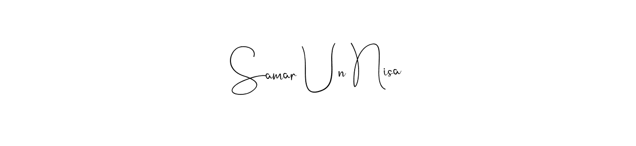 Create a beautiful signature design for name Samar Un Nisa. With this signature (Andilay-7BmLP) fonts, you can make a handwritten signature for free. Samar Un Nisa signature style 4 images and pictures png