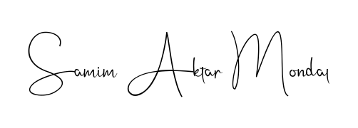The Andilay-7BmLP typeface gives name Samim Aktar Mondal a refined look. Suitable for certificates, diplomas, and official verification. Samim Aktar Mondal signature style 4 images and pictures png