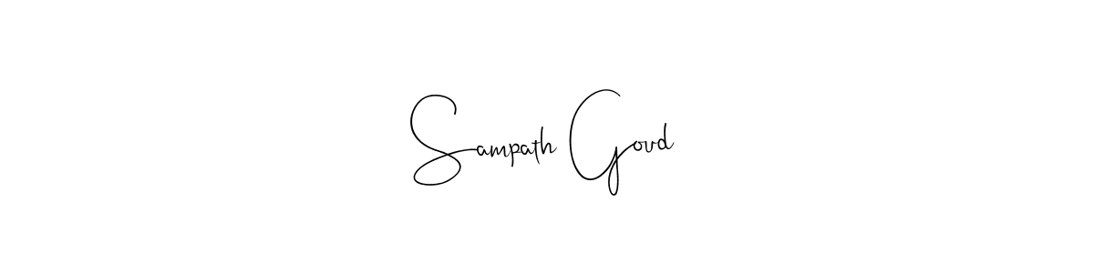 How to make Sampath Goud name signature. Use Andilay-7BmLP style for creating short signs online. This is the latest handwritten sign. Sampath Goud signature style 4 images and pictures png