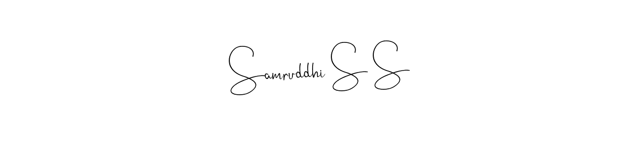 This is the best signature style for the Samruddhi S S name. Also you like these signature font (Andilay-7BmLP). Mix name signature. Samruddhi S S signature style 4 images and pictures png