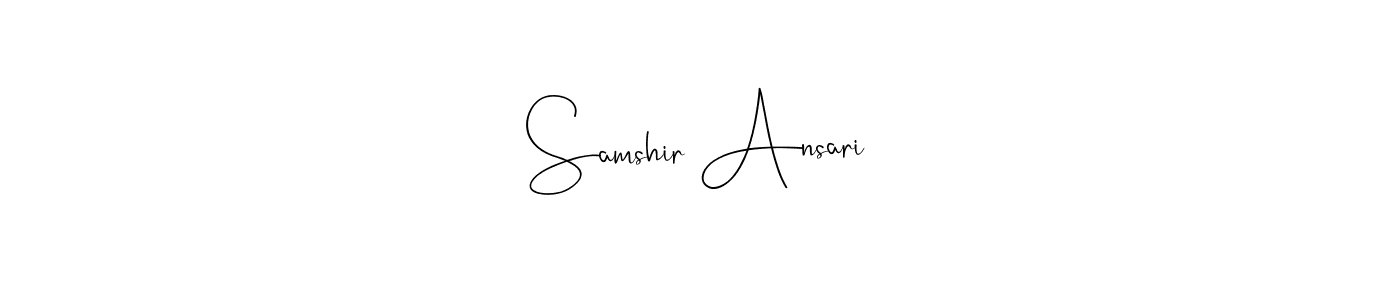 if you are searching for the best signature style for your name Samshir Ansari. so please give up your signature search. here we have designed multiple signature styles  using Andilay-7BmLP. Samshir Ansari signature style 4 images and pictures png