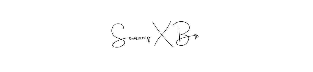 Also You can easily find your signature by using the search form. We will create Samsung X Bts name handwritten signature images for you free of cost using Andilay-7BmLP sign style. Samsung X Bts signature style 4 images and pictures png
