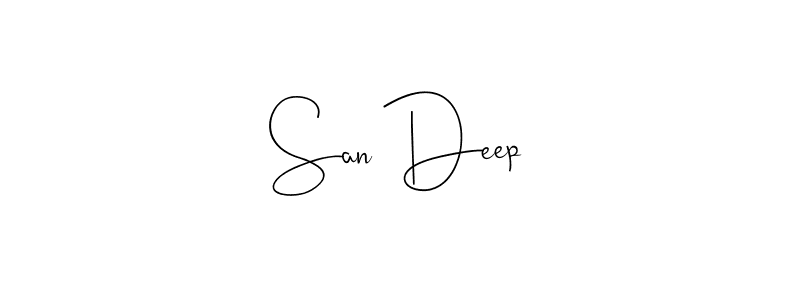 It looks lik you need a new signature style for name San Deep. Design unique handwritten (Andilay-7BmLP) signature with our free signature maker in just a few clicks. San Deep signature style 4 images and pictures png