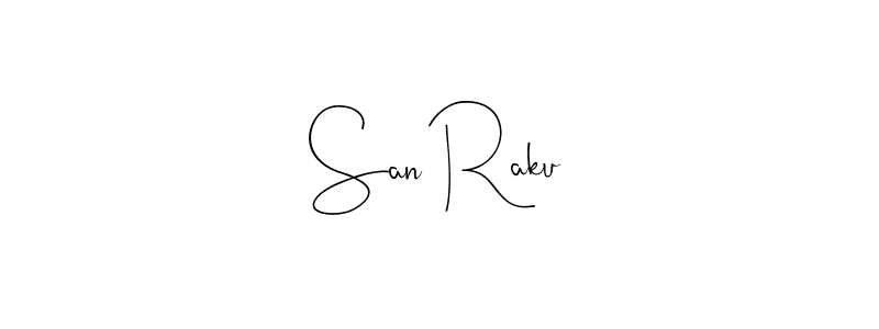 Design your own signature with our free online signature maker. With this signature software, you can create a handwritten (Andilay-7BmLP) signature for name San Raku. San Raku signature style 4 images and pictures png