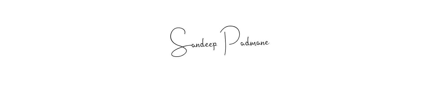 How to make Sandeep Padmane name signature. Use Andilay-7BmLP style for creating short signs online. This is the latest handwritten sign. Sandeep Padmane signature style 4 images and pictures png