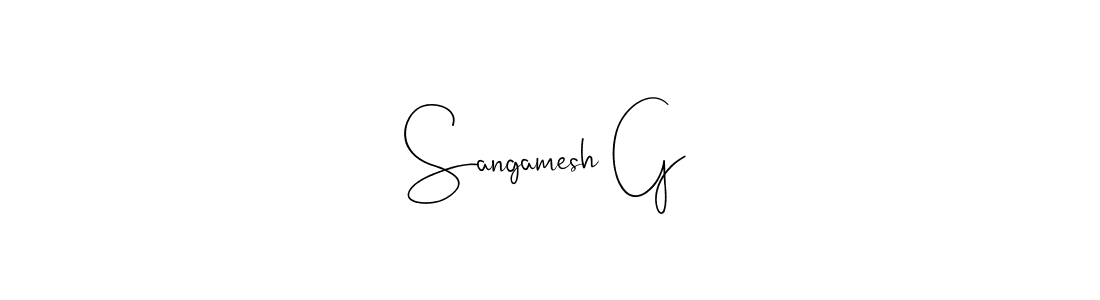 How to make Sangamesh G name signature. Use Andilay-7BmLP style for creating short signs online. This is the latest handwritten sign. Sangamesh G signature style 4 images and pictures png