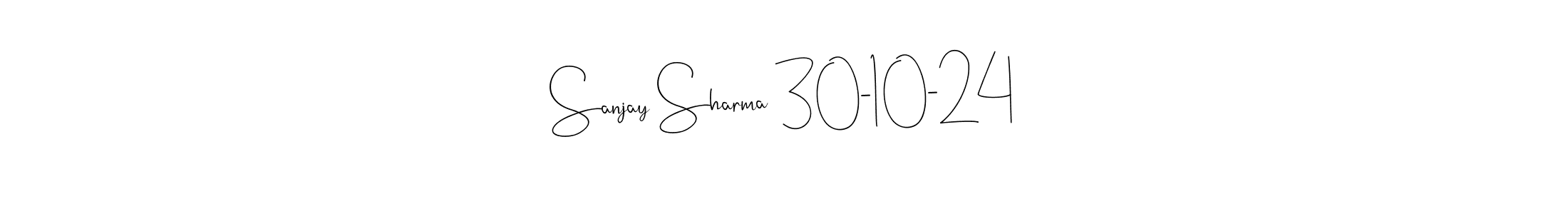 The best way (Andilay-7BmLP) to make a short signature is to pick only two or three words in your name. The name Sanjay Sharma 30-10-24 include a total of six letters. For converting this name. Sanjay Sharma 30-10-24 signature style 4 images and pictures png