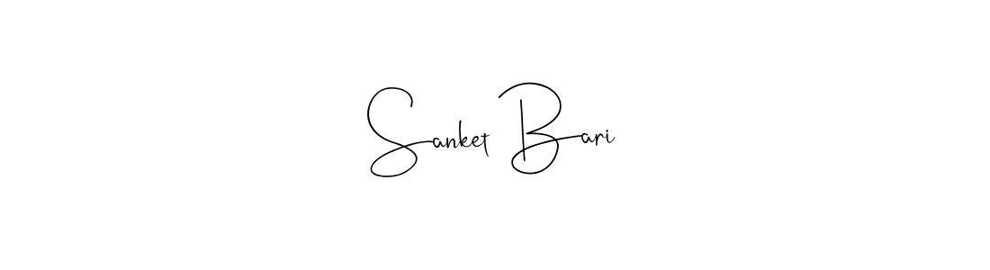 How to make Sanket Bari name signature. Use Andilay-7BmLP style for creating short signs online. This is the latest handwritten sign. Sanket Bari signature style 4 images and pictures png