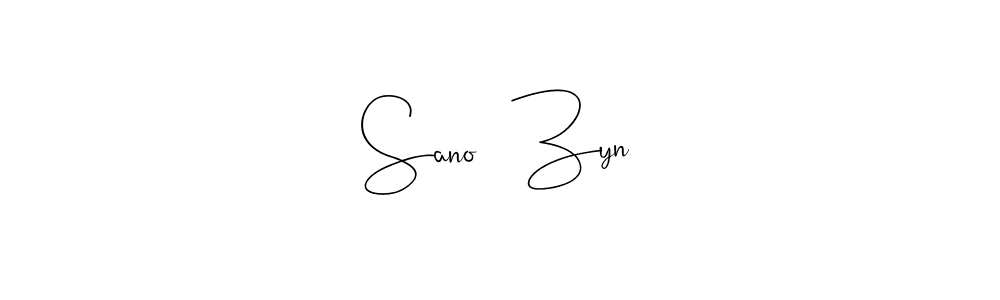 How to make Sano   Zyn name signature. Use Andilay-7BmLP style for creating short signs online. This is the latest handwritten sign. Sano   Zyn signature style 4 images and pictures png