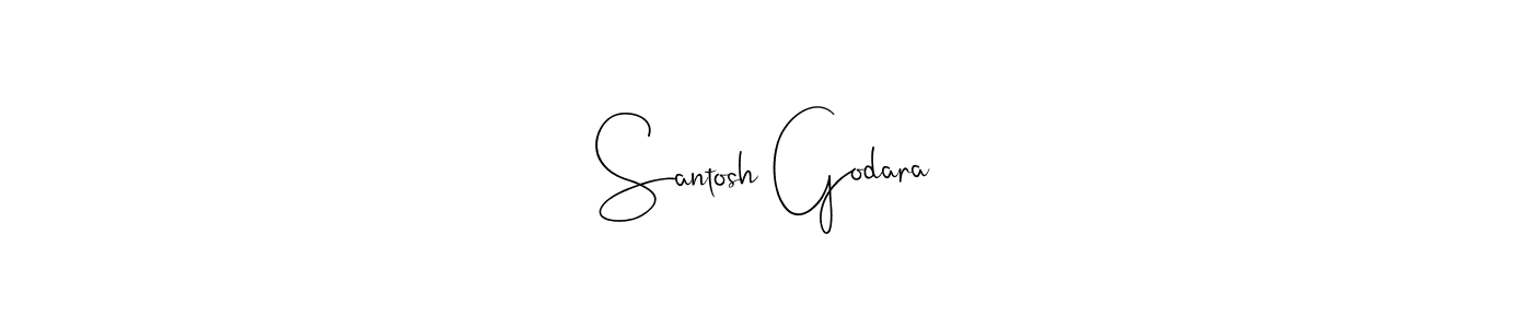 if you are searching for the best signature style for your name Santosh Godara. so please give up your signature search. here we have designed multiple signature styles  using Andilay-7BmLP. Santosh Godara signature style 4 images and pictures png