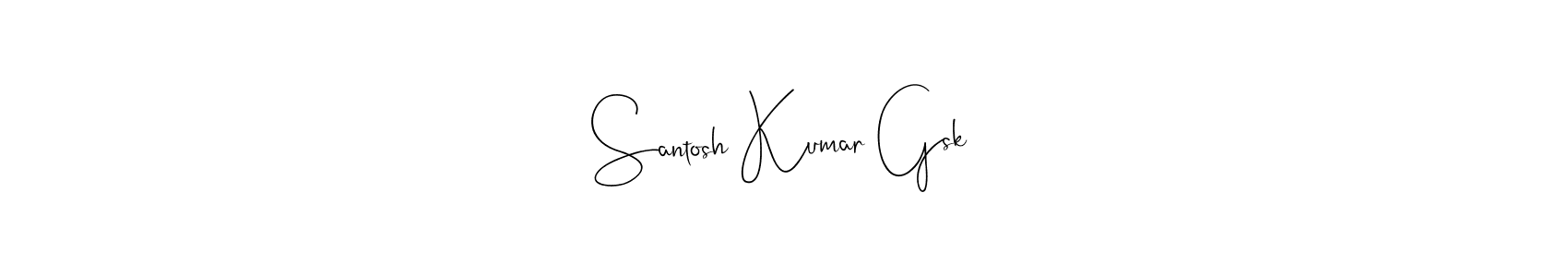 This is the best signature style for the Santosh Kumar Gsk name. Also you like these signature font (Andilay-7BmLP). Mix name signature. Santosh Kumar Gsk signature style 4 images and pictures png