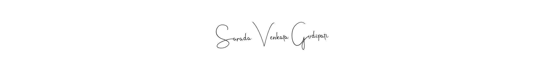This is the best signature style for the Sarada Venkata Gudipati name. Also you like these signature font (Andilay-7BmLP). Mix name signature. Sarada Venkata Gudipati signature style 4 images and pictures png