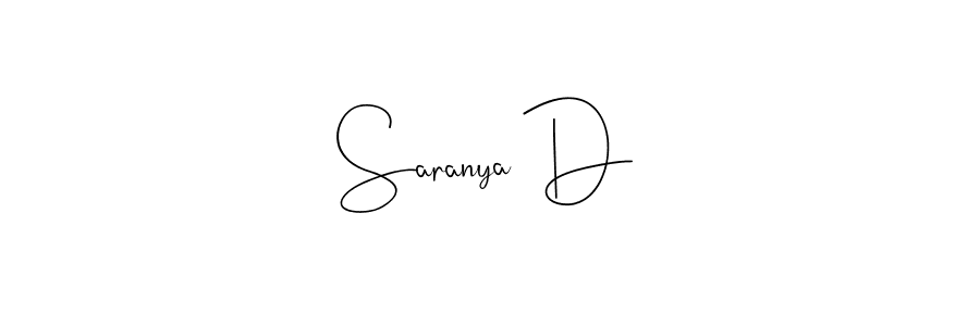 How to make Saranya D name signature. Use Andilay-7BmLP style for creating short signs online. This is the latest handwritten sign. Saranya D signature style 4 images and pictures png