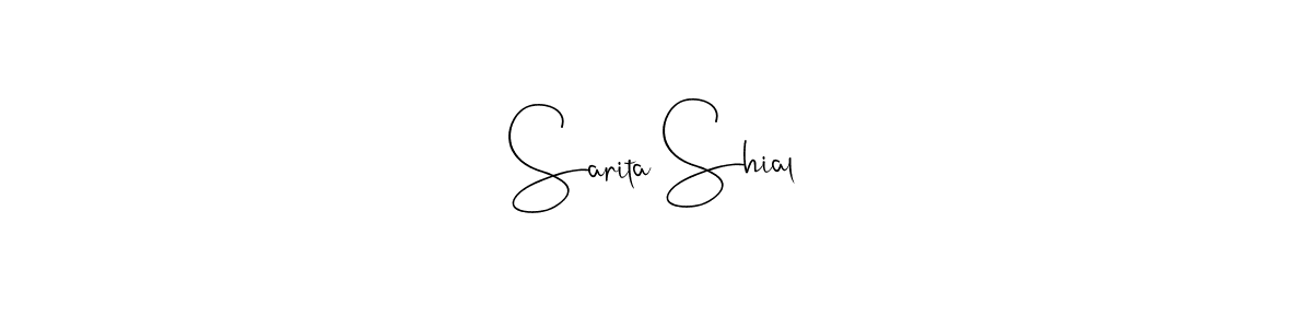 Andilay-7BmLP is a professional signature style that is perfect for those who want to add a touch of class to their signature. It is also a great choice for those who want to make their signature more unique. Get Sarita Shial name to fancy signature for free. Sarita Shial signature style 4 images and pictures png