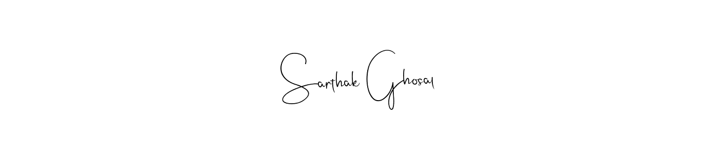 How to make Sarthak Ghosal name signature. Use Andilay-7BmLP style for creating short signs online. This is the latest handwritten sign. Sarthak Ghosal signature style 4 images and pictures png