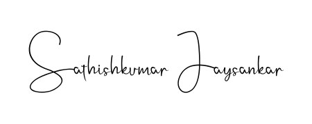 The Andilay-7BmLP font gives name Sathishkumar Jaysankar a signature that looks effortless yet distinguished. Download high-res PNG instantly. Sathishkumar Jaysankar signature style 4 images and pictures png