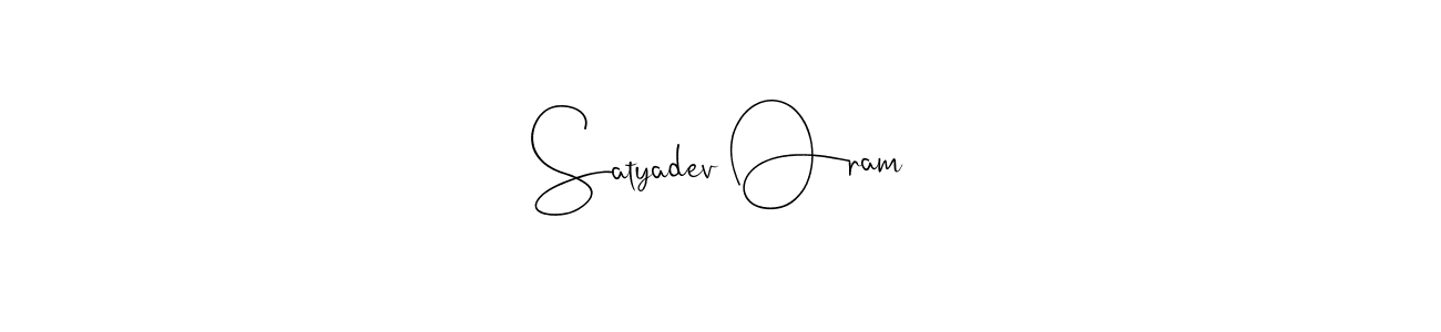 How to make Satyadev Oram name signature. Use Andilay-7BmLP style for creating short signs online. This is the latest handwritten sign. Satyadev Oram signature style 4 images and pictures png