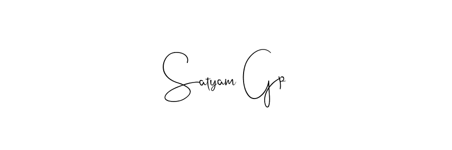 How to make Satyam Gp name signature. Use Andilay-7BmLP style for creating short signs online. This is the latest handwritten sign. Satyam Gp signature style 4 images and pictures png