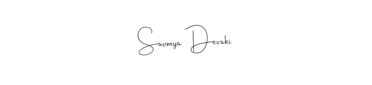 Andilay-7BmLP is a professional signature style that is perfect for those who want to add a touch of class to their signature. It is also a great choice for those who want to make their signature more unique. Get Saumya Devaki name to fancy signature for free. Saumya Devaki signature style 4 images and pictures png