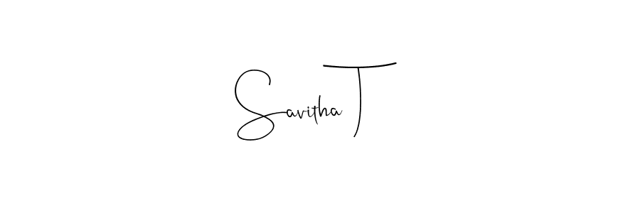 Make a beautiful signature design for name Savitha T. With this signature (Andilay-7BmLP) style, you can create a handwritten signature for free. Savitha T signature style 4 images and pictures png