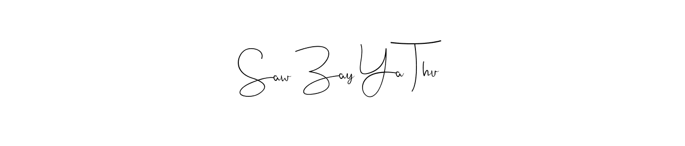 You can use this online signature creator to create a handwritten signature for the name Saw Zay Ya Thu. This is the best online autograph maker. Saw Zay Ya Thu signature style 4 images and pictures png