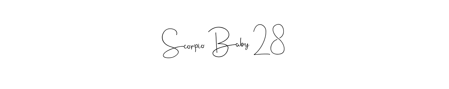 This is the best signature style for the Scorpio Baby 28 name. Also you like these signature font (Andilay-7BmLP). Mix name signature. Scorpio Baby 28 signature style 4 images and pictures png