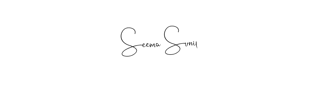 How to make Seema Sunil name signature. Use Andilay-7BmLP style for creating short signs online. This is the latest handwritten sign. Seema Sunil signature style 4 images and pictures png