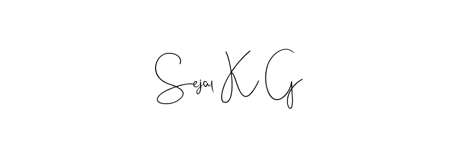 Andilay-7BmLP is a professional signature style that is perfect for those who want to add a touch of class to their signature. It is also a great choice for those who want to make their signature more unique. Get Sejal K G name to fancy signature for free. Sejal K G signature style 4 images and pictures png