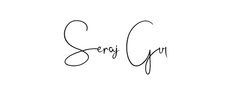 A sleek calligraphic signature for name Seraj Gul utilizing Andilay-7BmLP styling. Great for adding personal signatures to photos and art. Seraj Gul signature style 4 images and pictures png