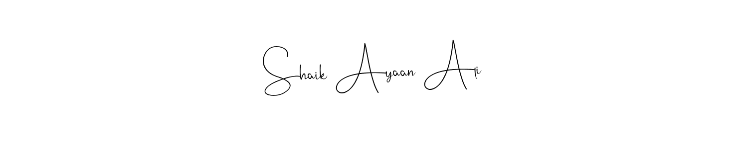 Andilay-7BmLP is a professional signature style that is perfect for those who want to add a touch of class to their signature. It is also a great choice for those who want to make their signature more unique. Get Shaik Ayaan Ali name to fancy signature for free. Shaik Ayaan Ali signature style 4 images and pictures png