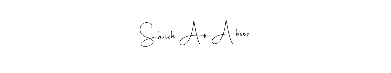 if you are searching for the best signature style for your name Shaikh Ali Abbas. so please give up your signature search. here we have designed multiple signature styles  using Andilay-7BmLP. Shaikh Ali Abbas signature style 4 images and pictures png