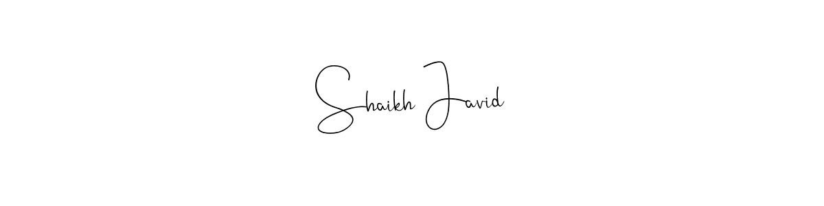 How to make Shaikh Javid name signature. Use Andilay-7BmLP style for creating short signs online. This is the latest handwritten sign. Shaikh Javid signature style 4 images and pictures png