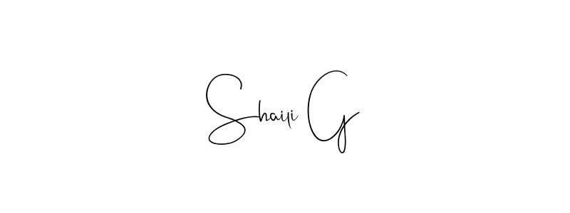 Use a signature maker to create a handwritten signature online. With this signature software, you can design (Andilay-7BmLP) your own signature for name Shaili G. Shaili G signature style 4 images and pictures png