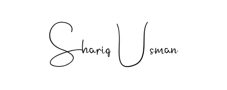 A sleek calligraphic signature for name Shariq Usman utilizing Andilay-7BmLP styling. Great for adding personal signatures to photos and art. Shariq Usman signature style 4 images and pictures png