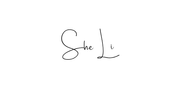 Create a beautiful signature design for name She Li. With this signature (Andilay-7BmLP) fonts, you can make a handwritten signature for free. She Li signature style 4 images and pictures png