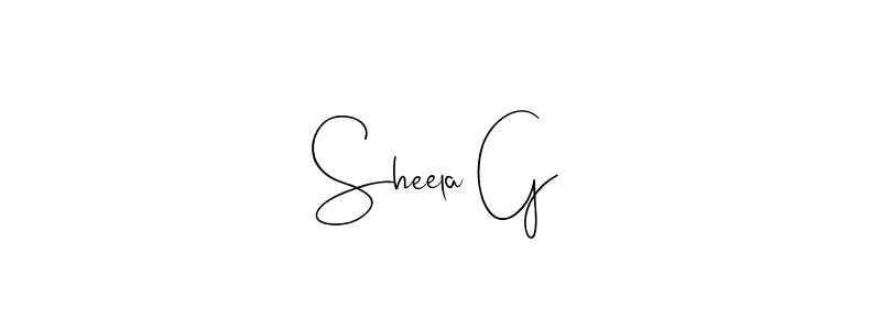 Also we have Sheela G name is the best signature style. Create professional handwritten signature collection using Andilay-7BmLP autograph style. Sheela G signature style 4 images and pictures png