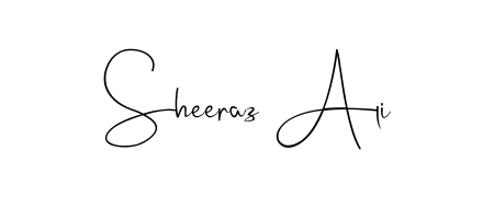 A sleek calligraphic signature for name Sheeraz Ali utilizing Andilay-7BmLP styling. Great for adding personal signatures to photos and art. Sheeraz Ali signature style 4 images and pictures png