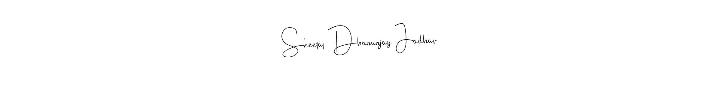 How to make Sheetal Dhananjay Jadhav name signature. Use Andilay-7BmLP style for creating short signs online. This is the latest handwritten sign. Sheetal Dhananjay Jadhav signature style 4 images and pictures png