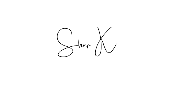 Make a beautiful signature design for name Sher K. With this signature (Andilay-7BmLP) style, you can create a handwritten signature for free. Sher K signature style 4 images and pictures png