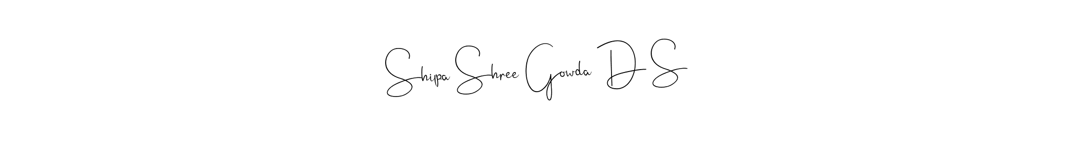 How to make Shilpa Shree Gowda D S name signature. Use Andilay-7BmLP style for creating short signs online. This is the latest handwritten sign. Shilpa Shree Gowda D S signature style 4 images and pictures png