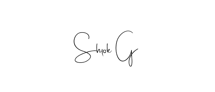 Use a signature maker to create a handwritten signature online. With this signature software, you can design (Andilay-7BmLP) your own signature for name Shlok G. Shlok G signature style 4 images and pictures png