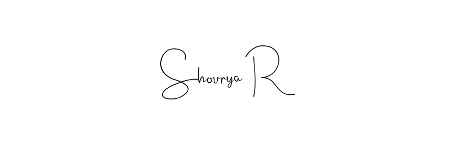 if you are searching for the best signature style for your name Shourya R. so please give up your signature search. here we have designed multiple signature styles  using Andilay-7BmLP. Shourya R signature style 4 images and pictures png