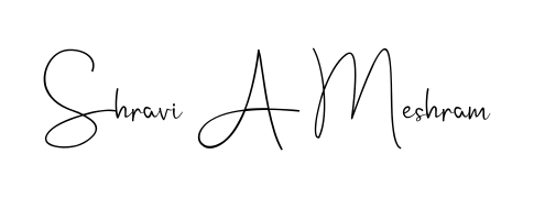 Discover how Shravi A Meshram looks in an executive cursive font (Andilay-7BmLP). Perfect for legal documents, invoices, and certificates. Shravi A Meshram signature style 4 images and pictures png